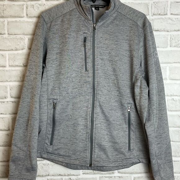 Port Authority® Digi Stripe Fleece Men's Jacket Gray Size Medium - Picture 8 of 8
